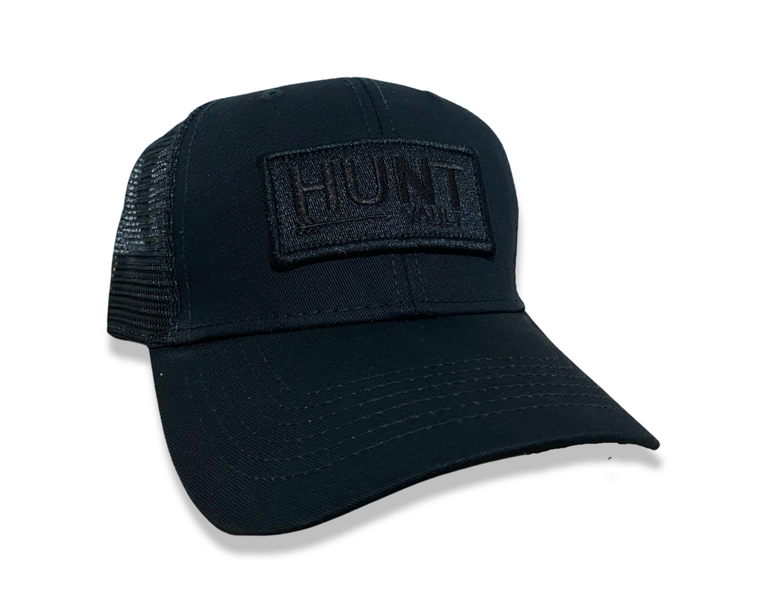 HuntVault Black on Black Patch Hat